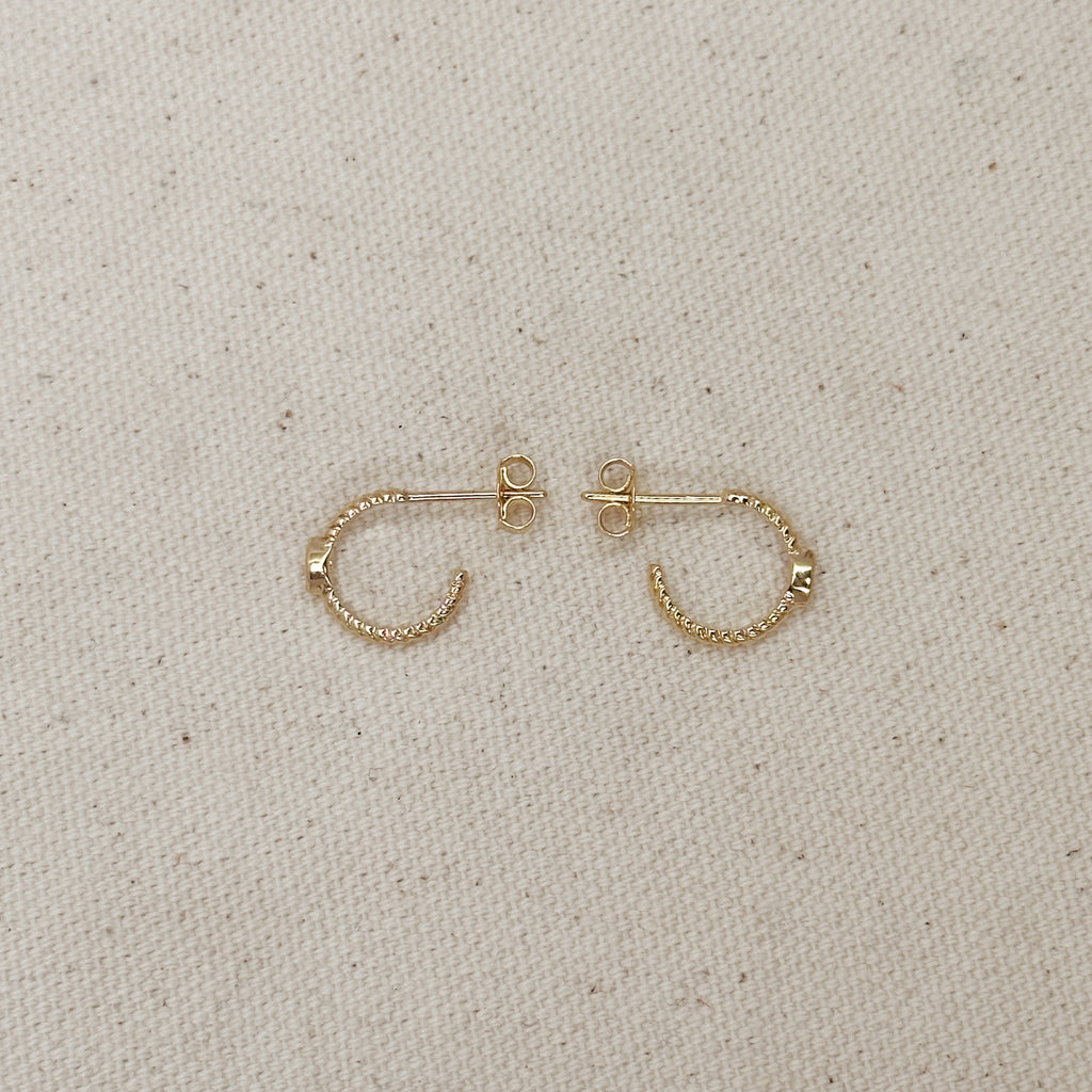 18k Gold Filled Mini CZ Eye C Hoop Earrings