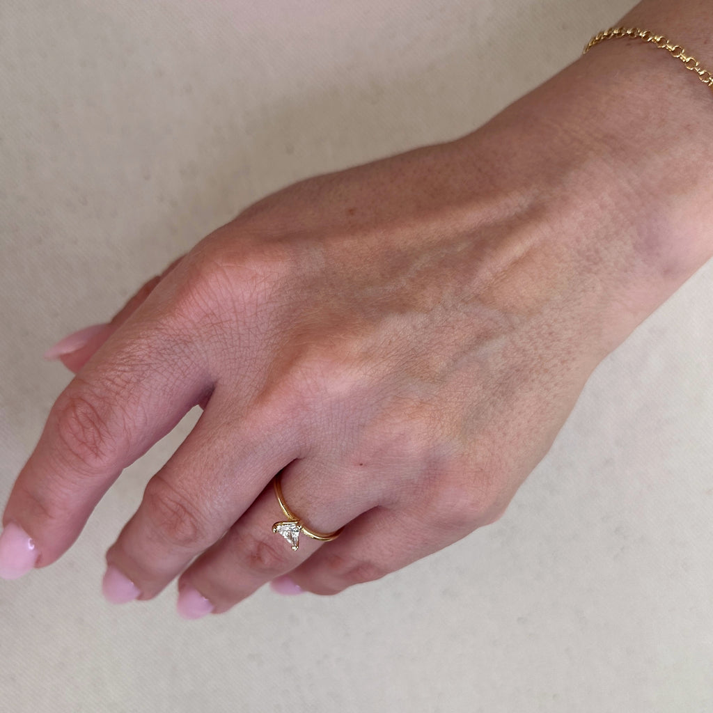 18k Gold Filled Trillion CZ Solitaire Ring