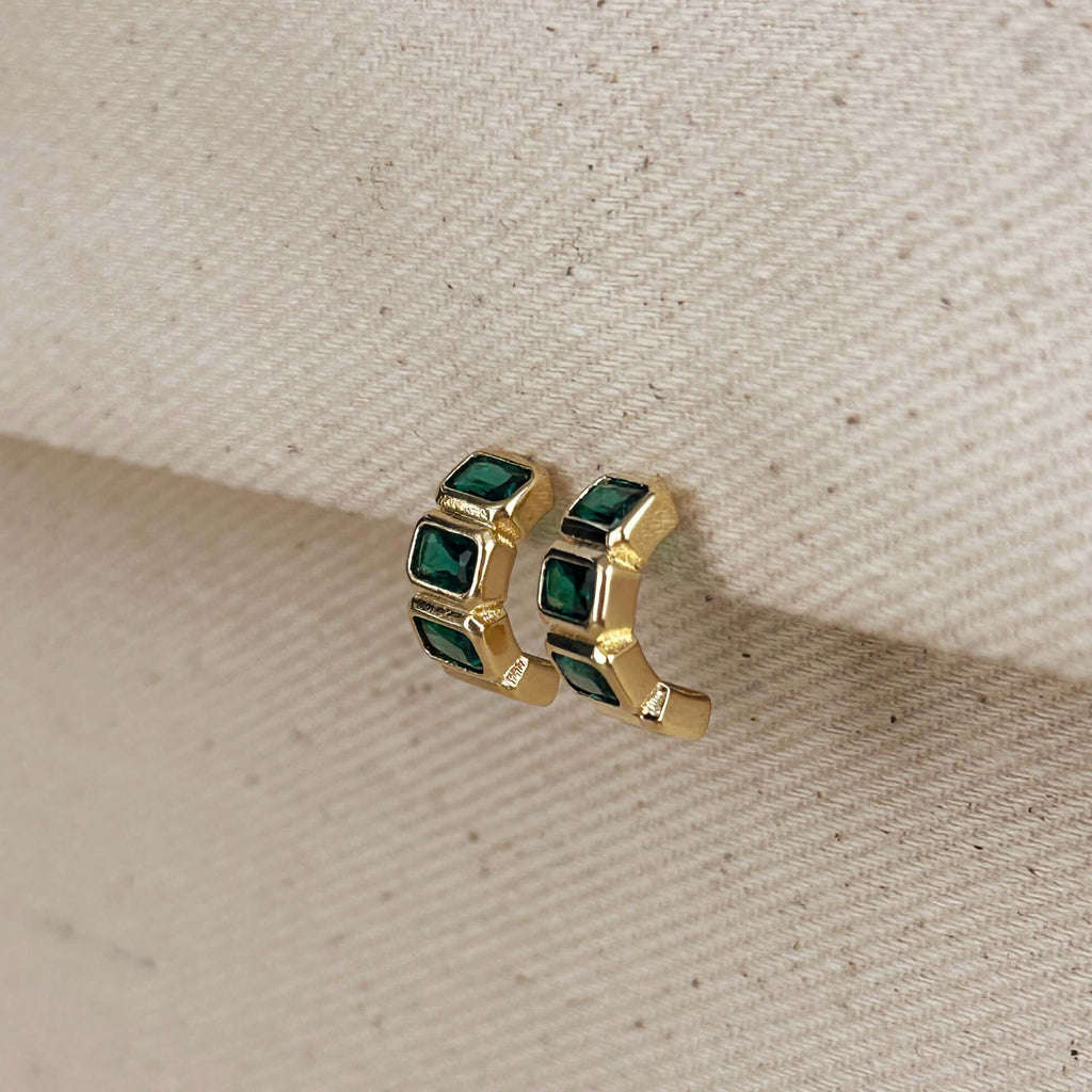 18k Gold Filled Chunky CZ Curve Earrings