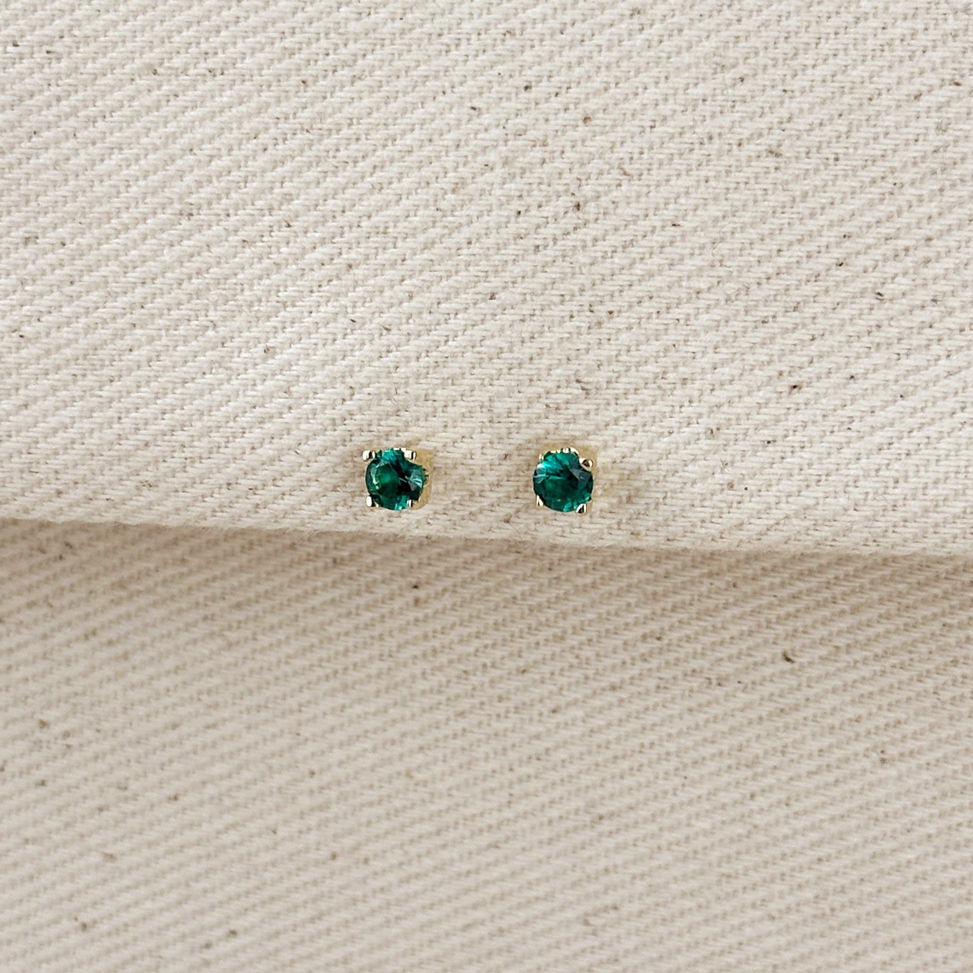 18k Gold Filled Prong 4mm Colored Cubic Zirconia Stud Earrings