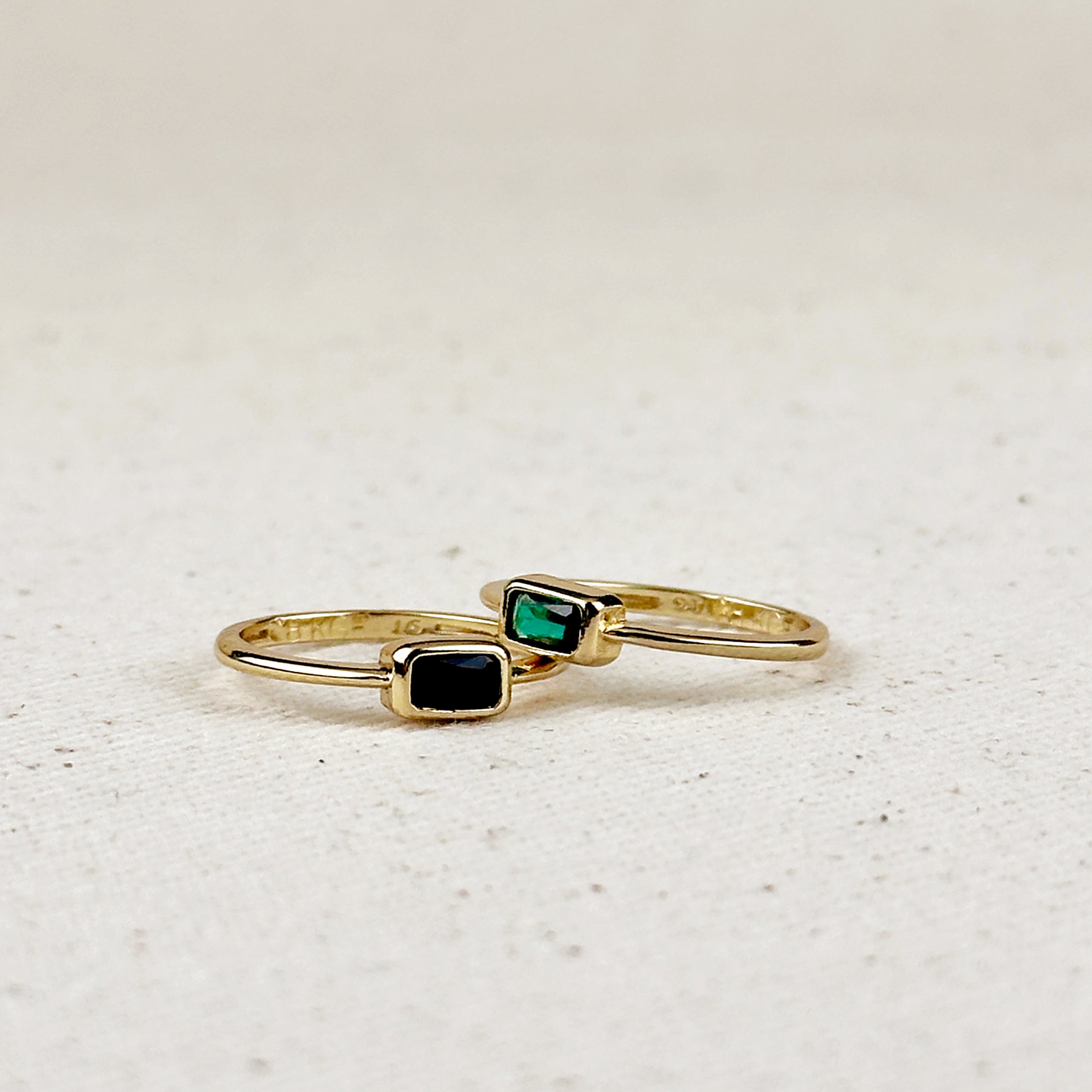 Rectangular Solitaire 18k Gold Filled Colored CZ Rectangle Solitaire Ring – GoldFi