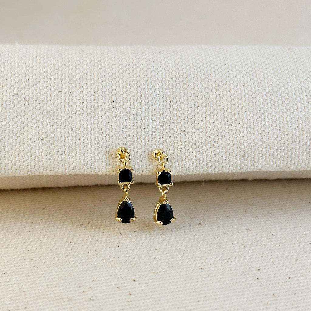 18k Gold Filled Colored CZ Mixed Shapes Drop Earrings