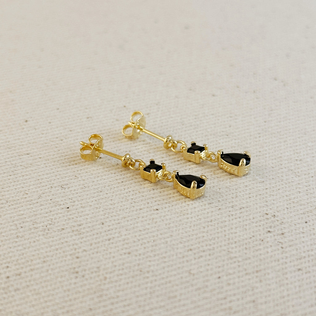 18k Gold Filled Colored CZ Mixed Shapes Drop Earrings