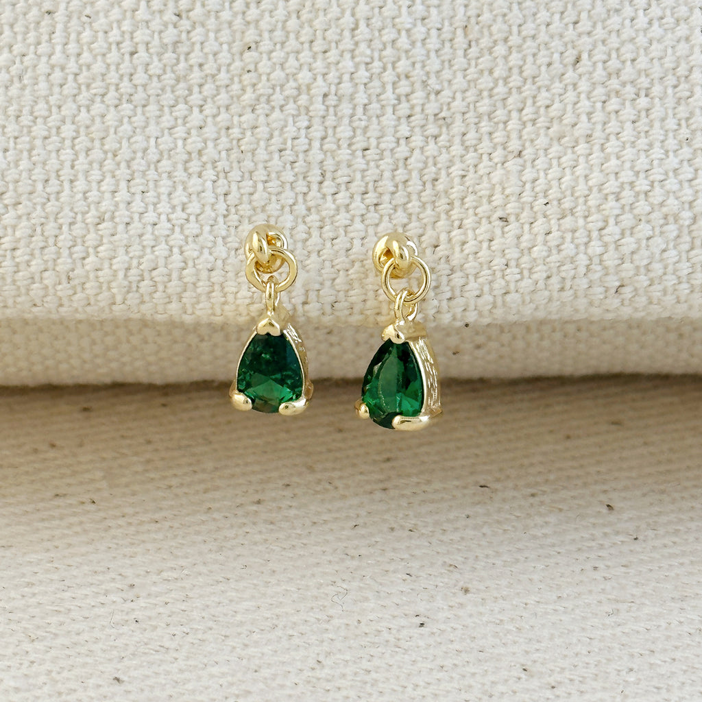 18k Gold Filled Colored CZ Teardrop  Earrings
