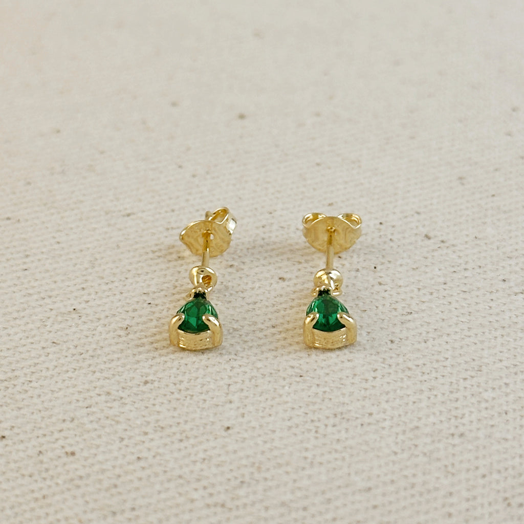 18k Gold Filled Colored CZ Teardrop  Earrings