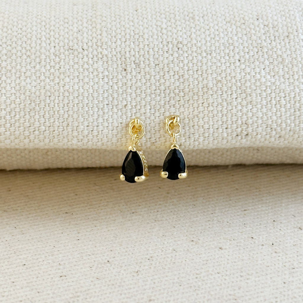 18k Gold Filled Colored CZ Teardrop  Earrings