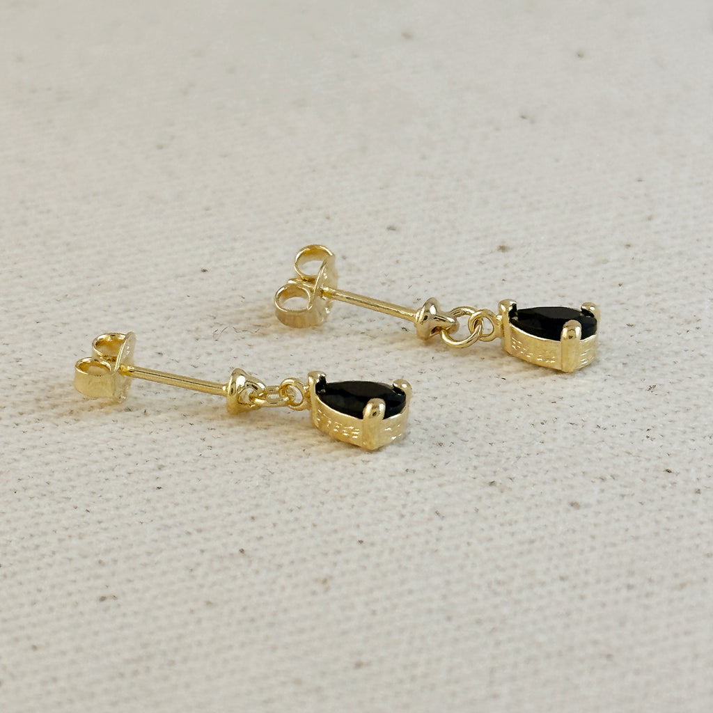 18k Gold Filled Colored CZ Teardrop  Earrings