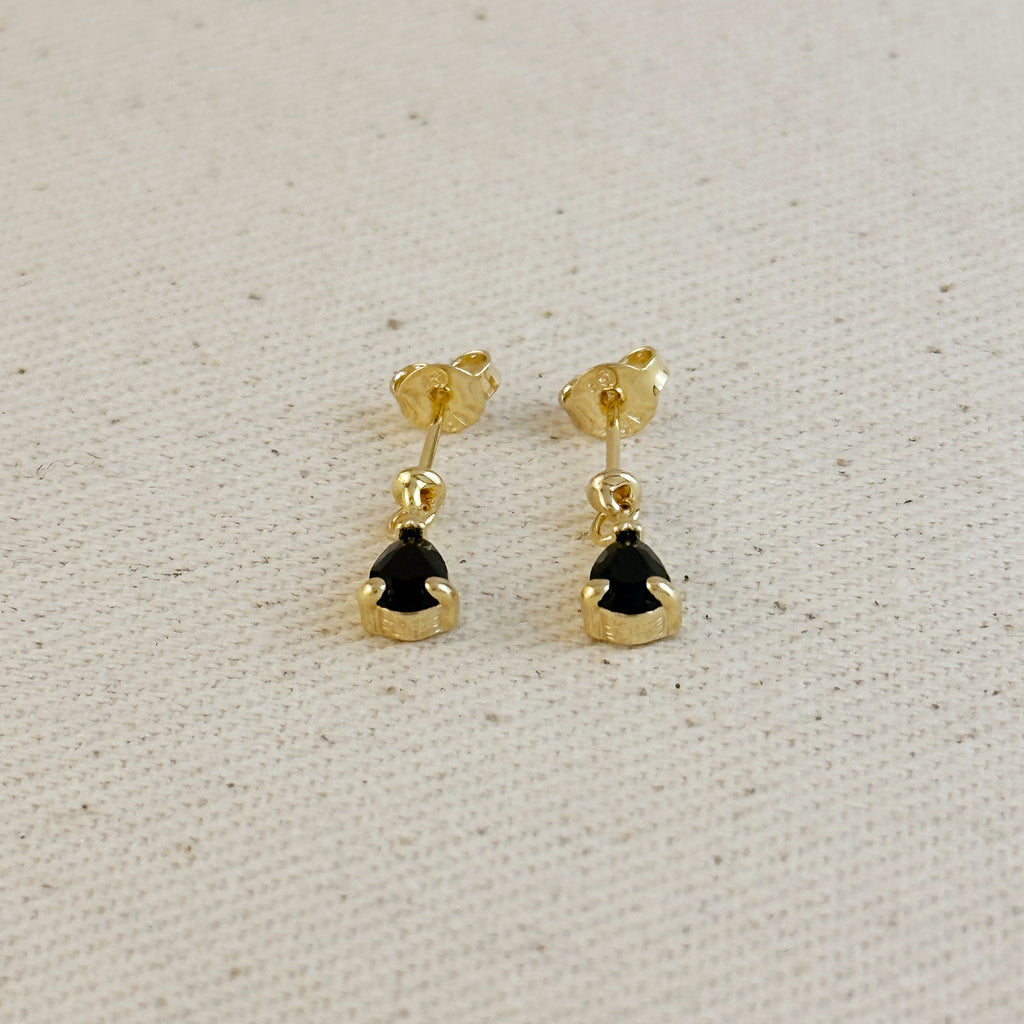 18k Gold Filled Colored CZ Teardrop  Earrings