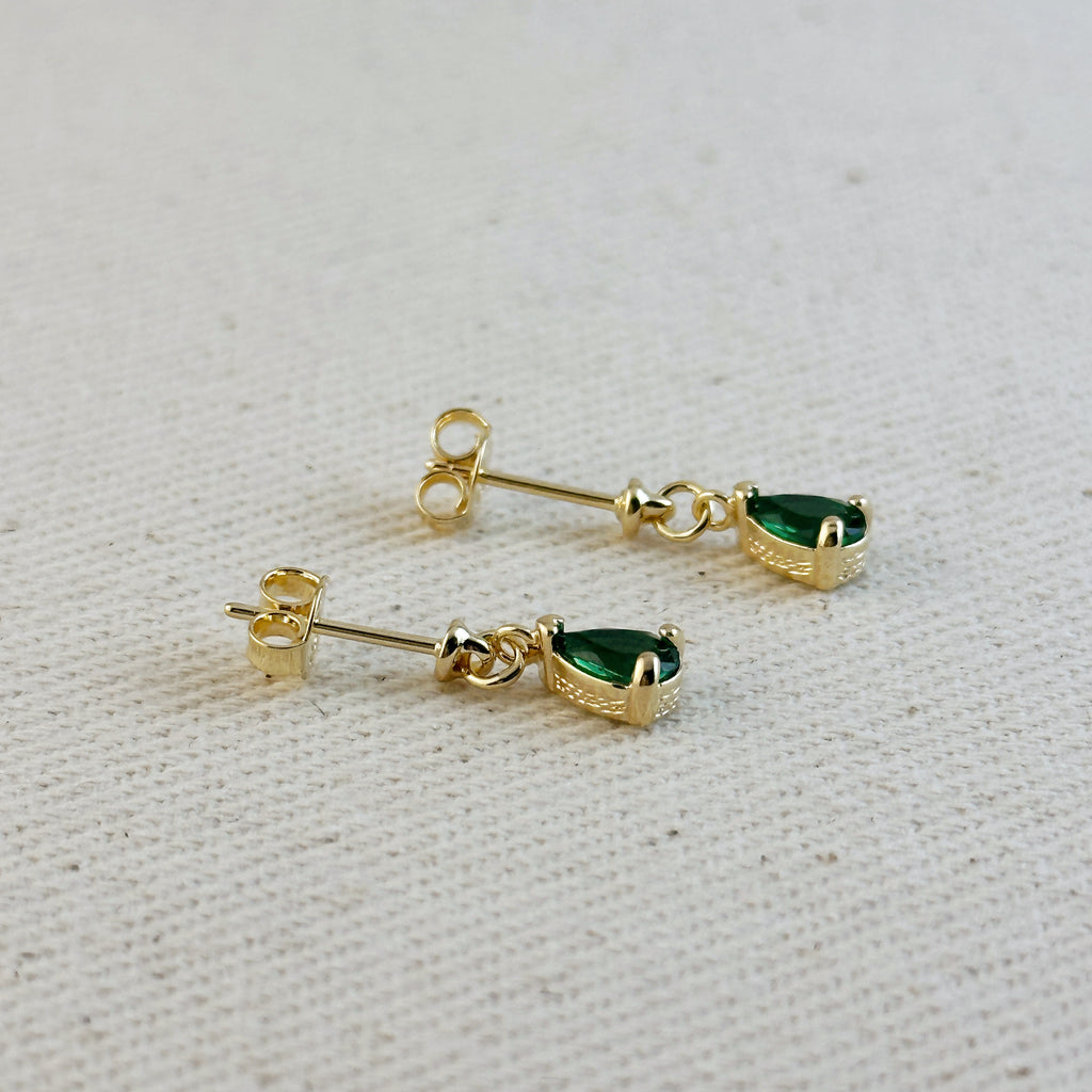 18k Gold Filled Colored CZ Teardrop  Earrings