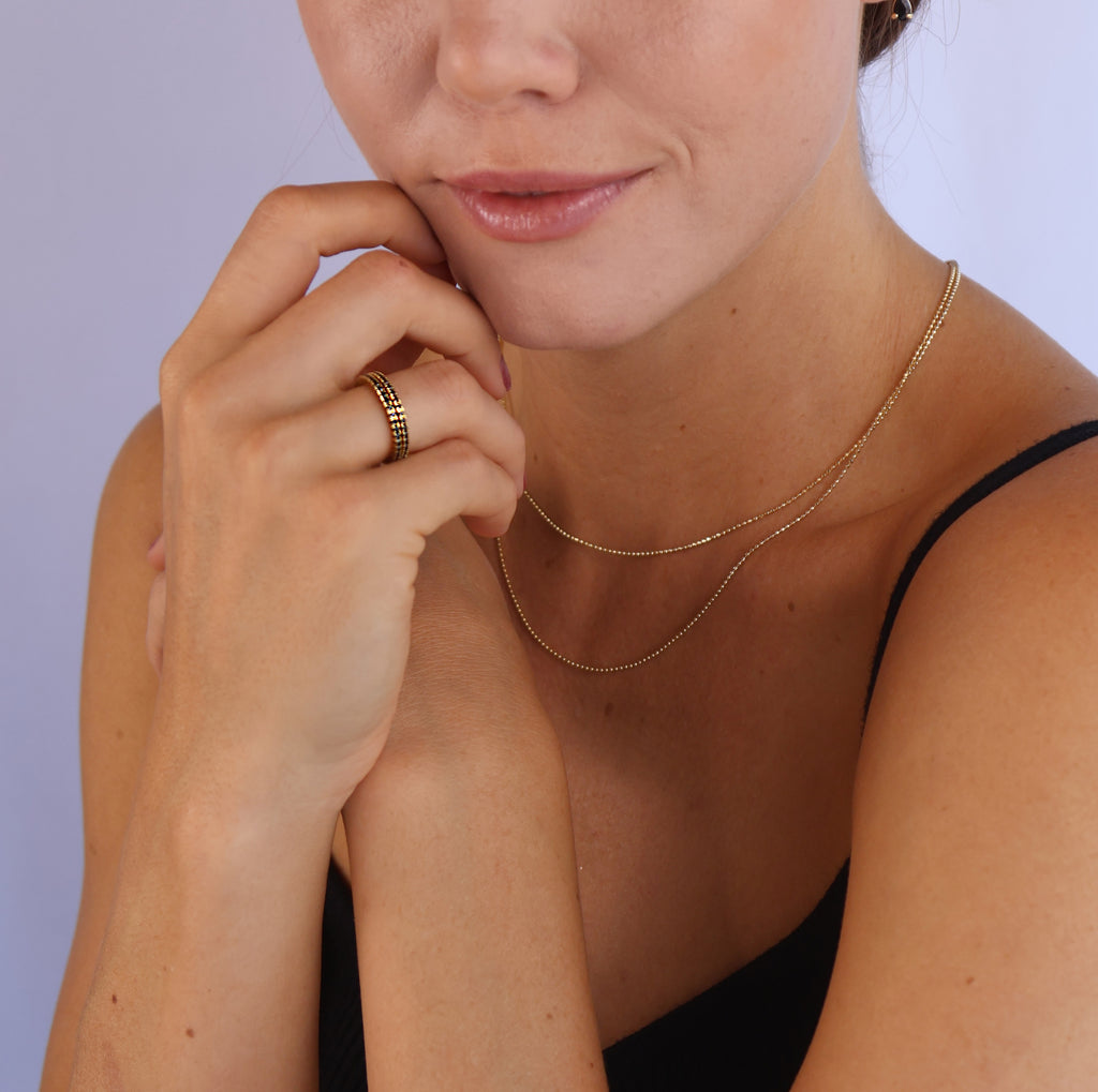 18k Gold Filled Diamond Color Eternity Micro Cubic Zirconia Stone Ring - Emerald and Black Colors Available