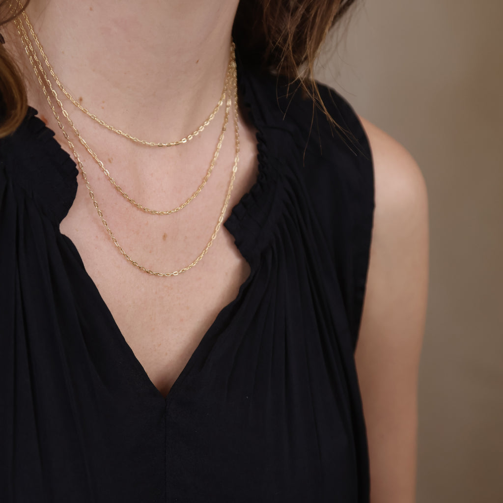 18k Gold Filled Mini Diamond Cut Paperclip Chain