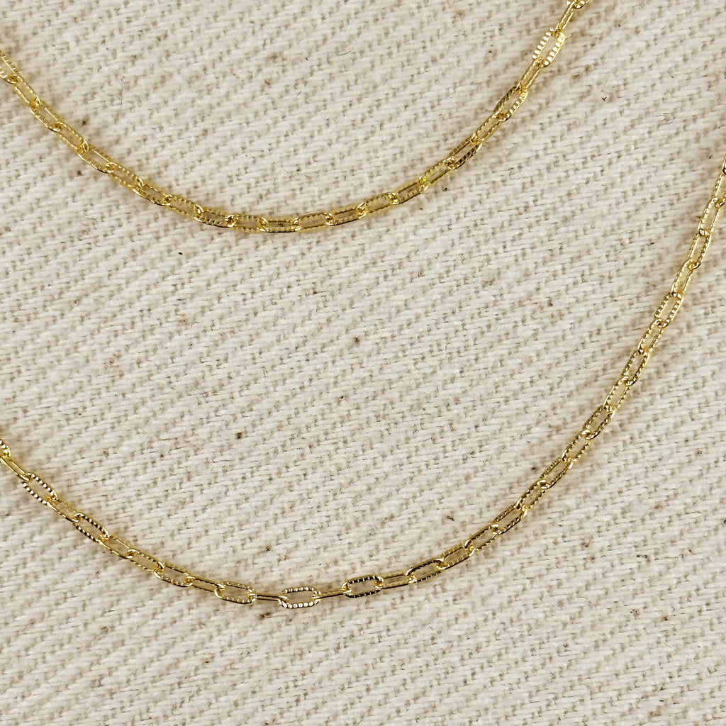 18k Gold Filled Mini Diamond Cut Paperclip Chain