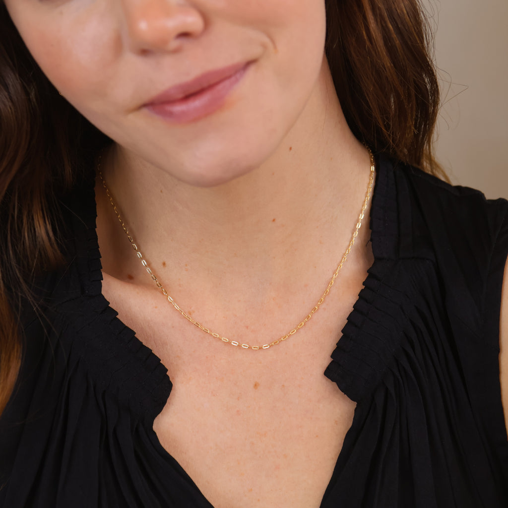 18k Gold Filled Mini Diamond Cut Paperclip Chain