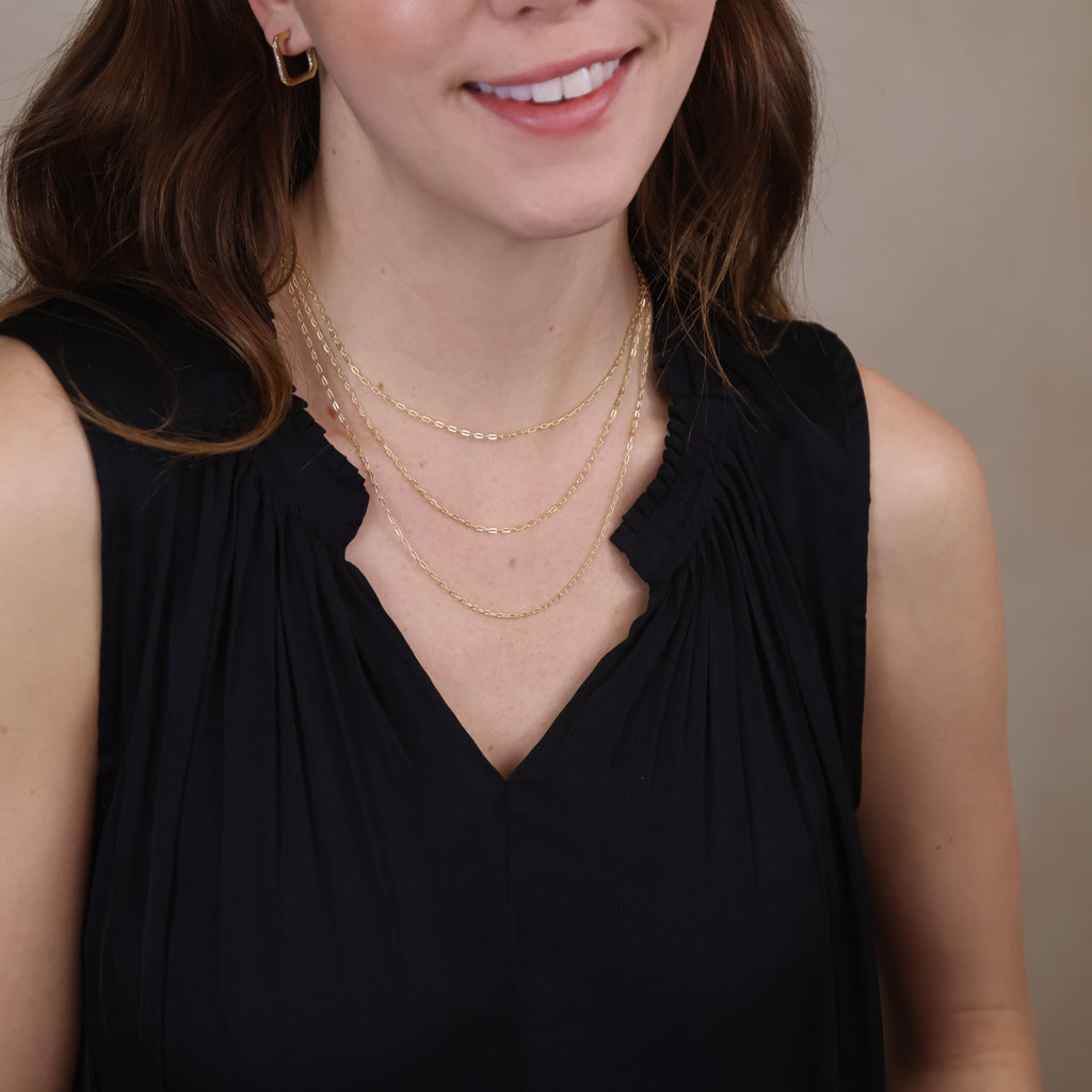 18k Gold Filled Mini Diamond Cut Paperclip Chain