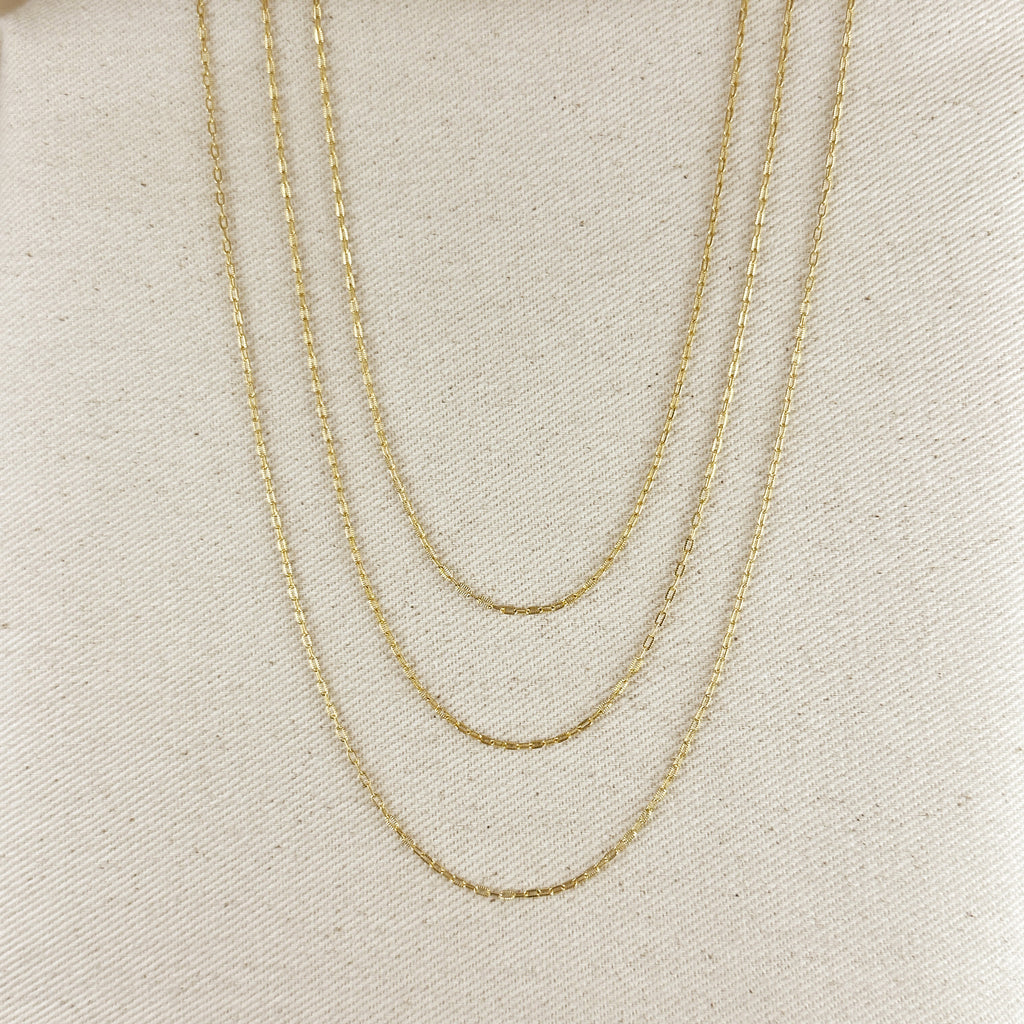 18k Gold Filled Mini Diamond Cut Paperclip Chain
