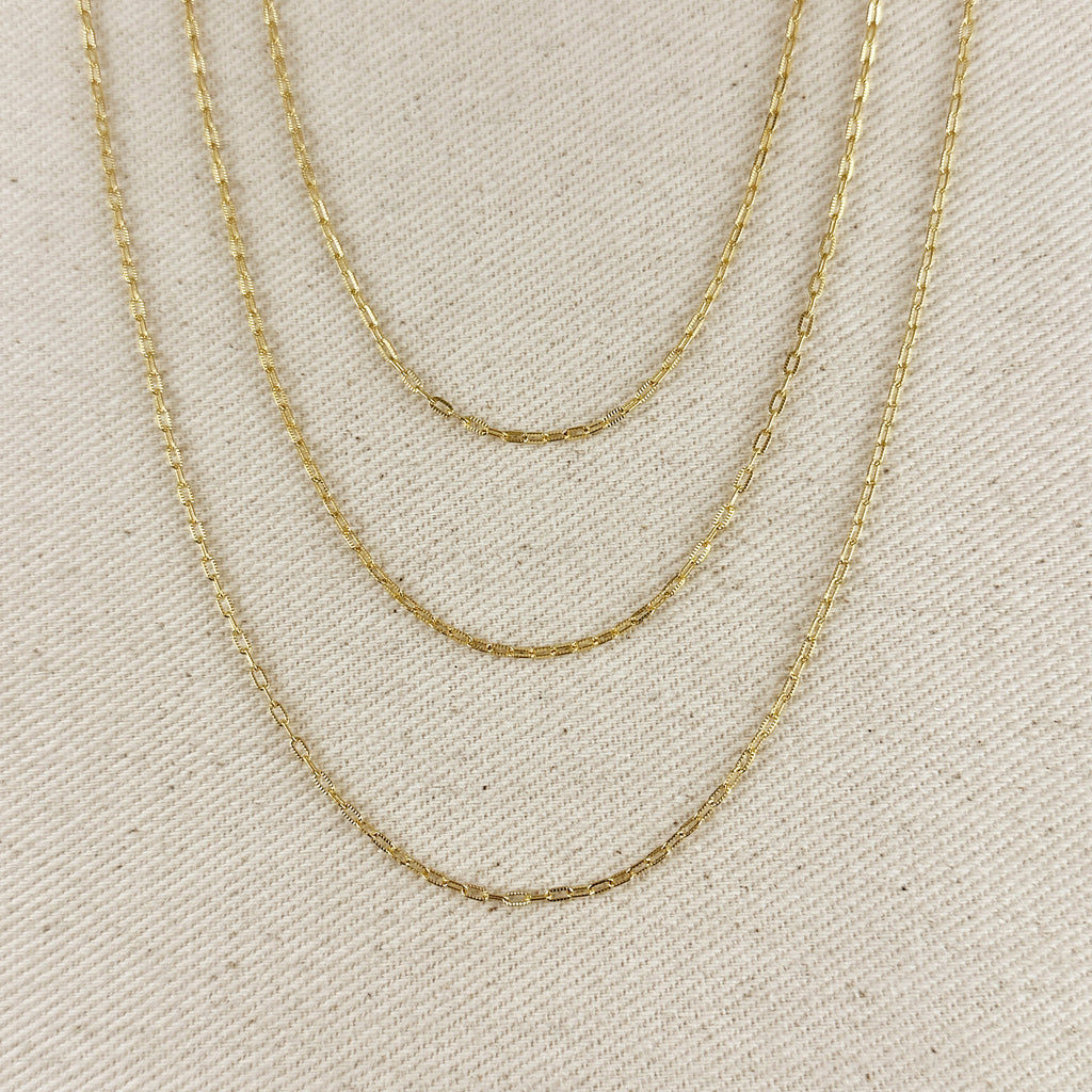 18k Gold Filled Mini Diamond Cut Paperclip Chain