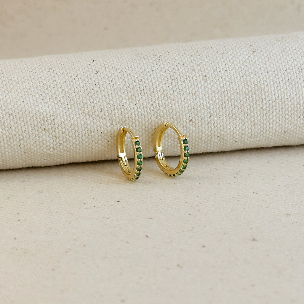18k Gold Filled Colored CZ Hoop Earrings