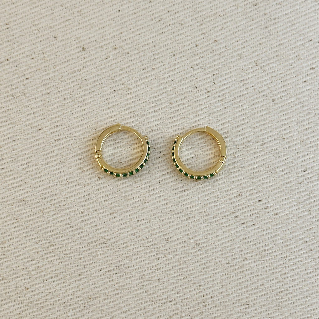 18k Gold Filled Colored CZ Hoop Earrings
