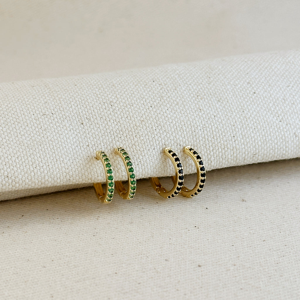 18k Gold Filled Colored CZ Hoop Earrings