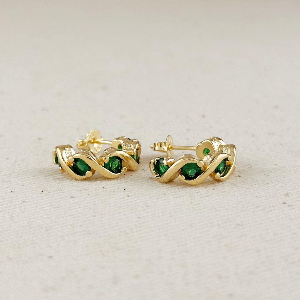 18k Gold Filled Colored CZ Infinity C-Hoop Earrings