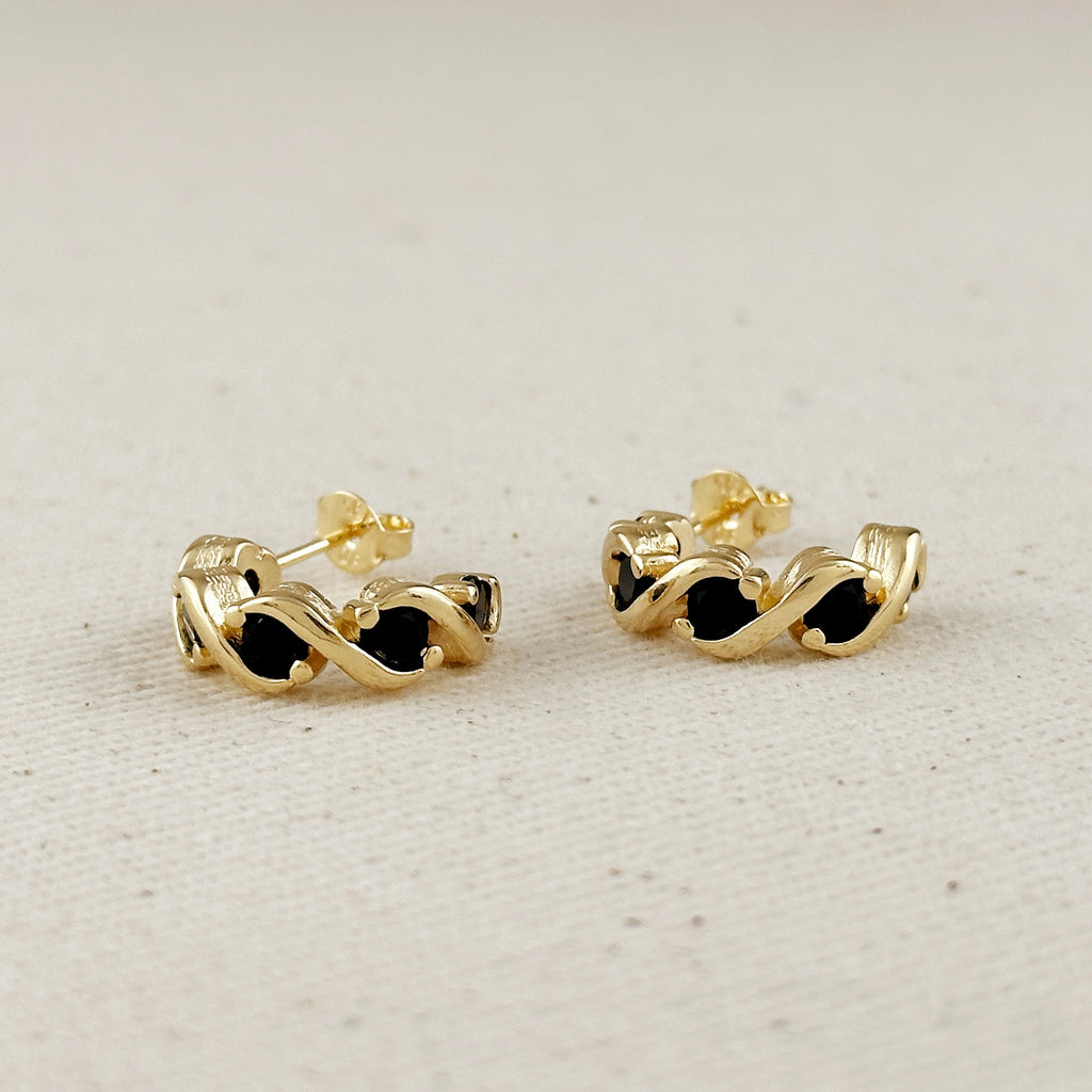 18k Gold Filled Colored CZ Infinity C-Hoop Earrings