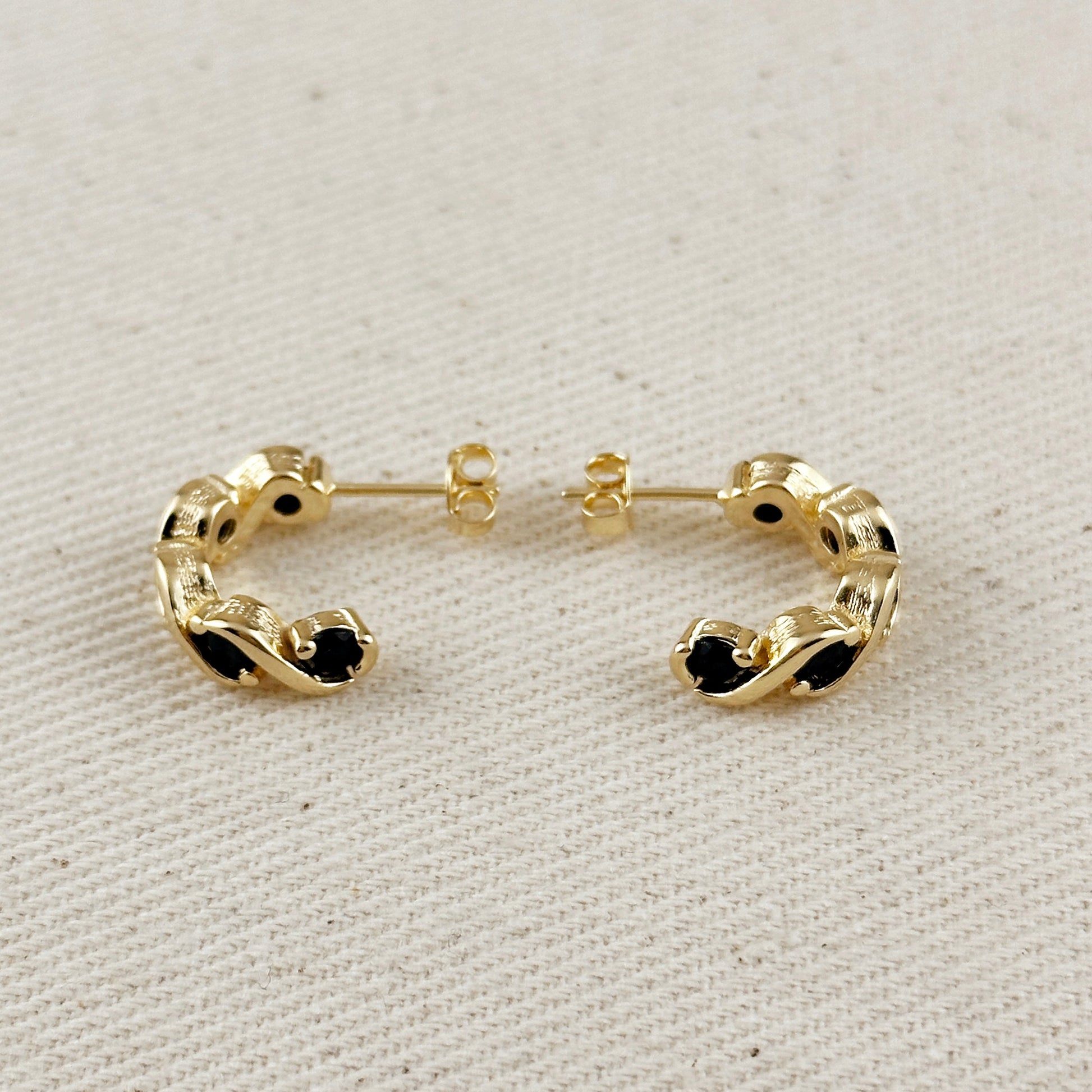 18k Gold Filled Colored CZ Infinity C-Hoop Earrings