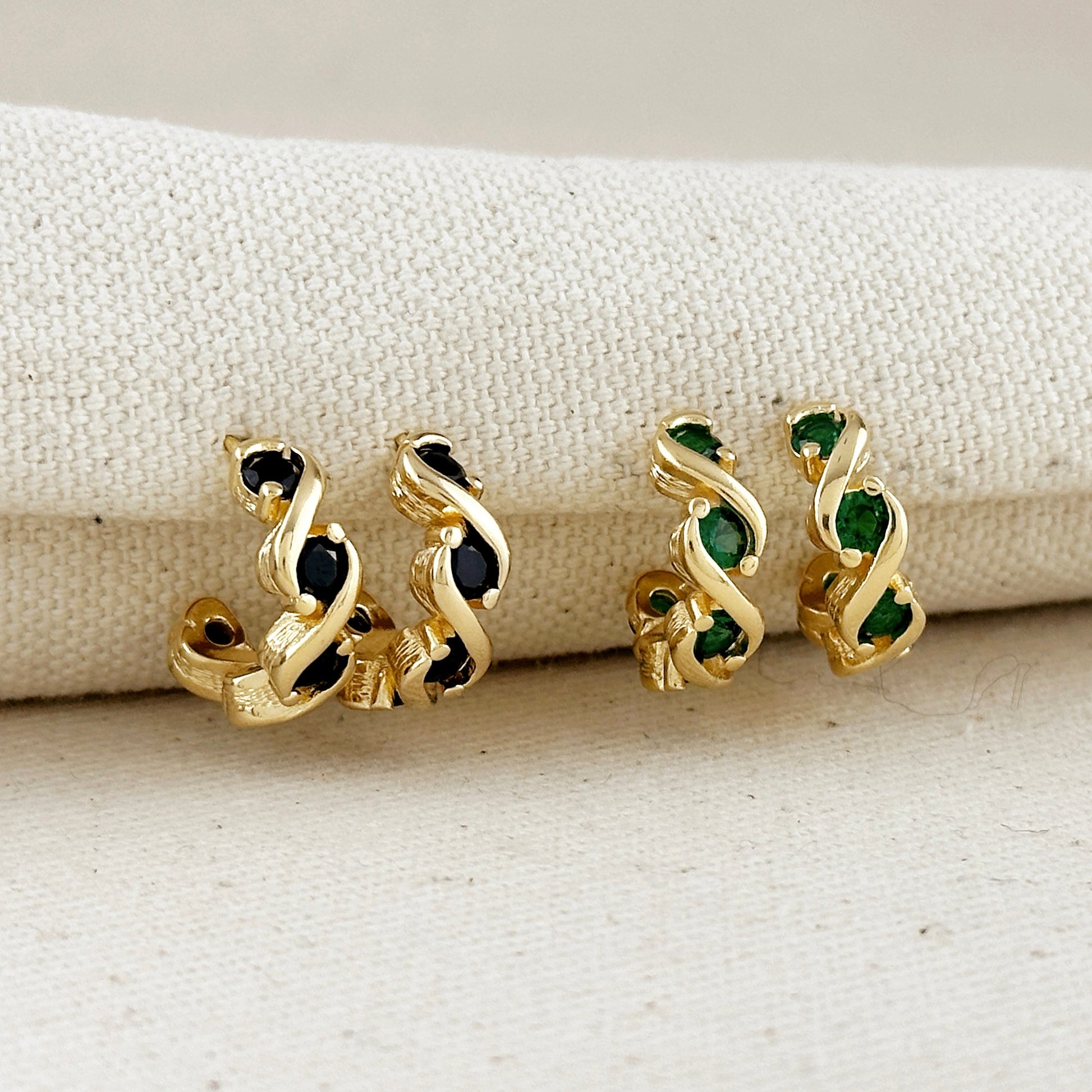 18k Gold Filled Colored CZ Infinity C-Hoop Earrings