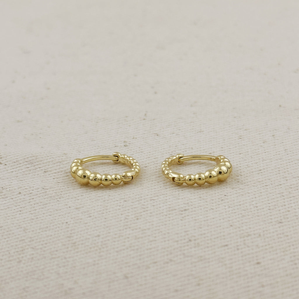 18k Gold Filled 15mm Gradient Beaded Clicker Hoop Earrings