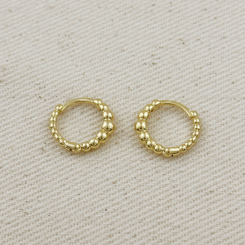 18k Gold Filled 15mm Gradient Beaded Clicker Hoop Earrings