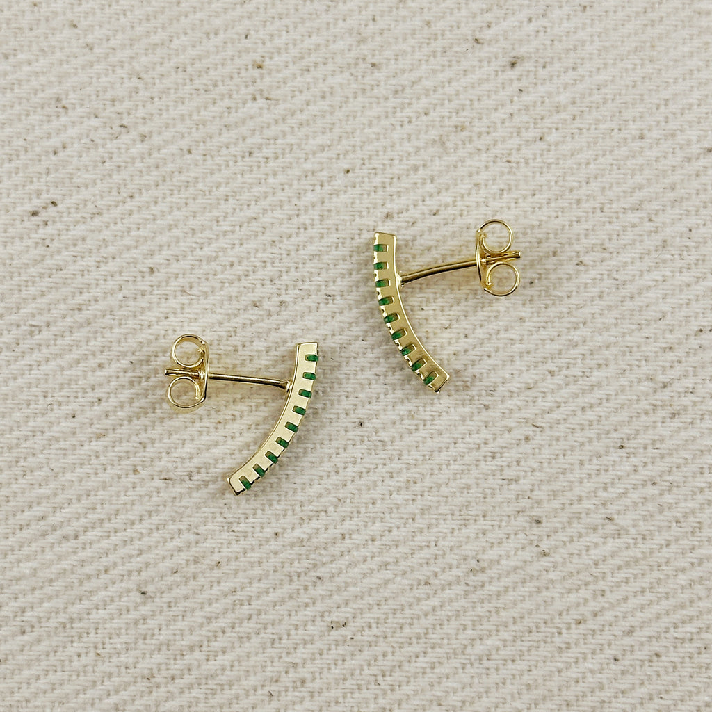 18k Gold Filled CZ Thin Line Stud