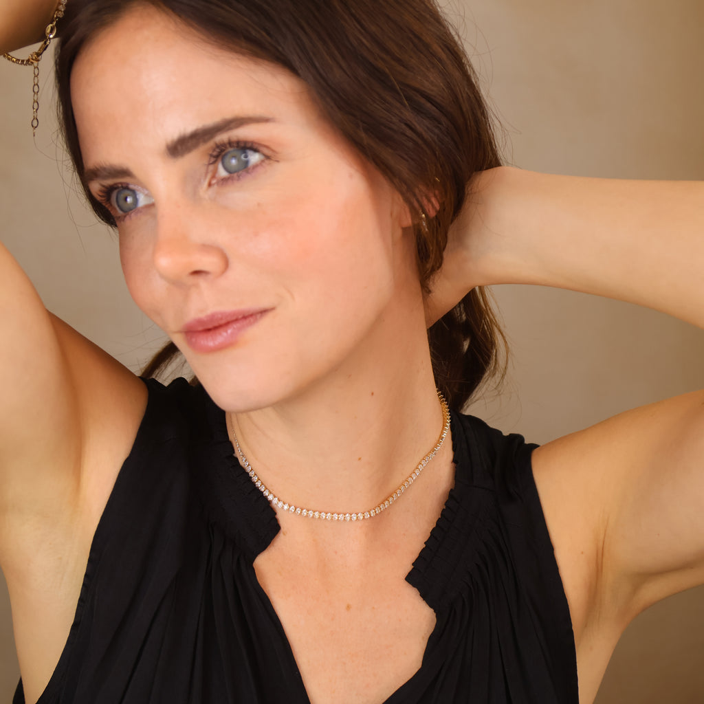 18k Gold Filled 4mm Marquise Tennis Necklace