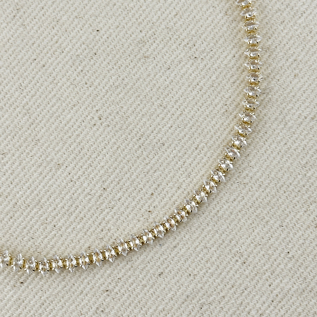18k Gold Filled 4mm Marquise Tennis Necklace