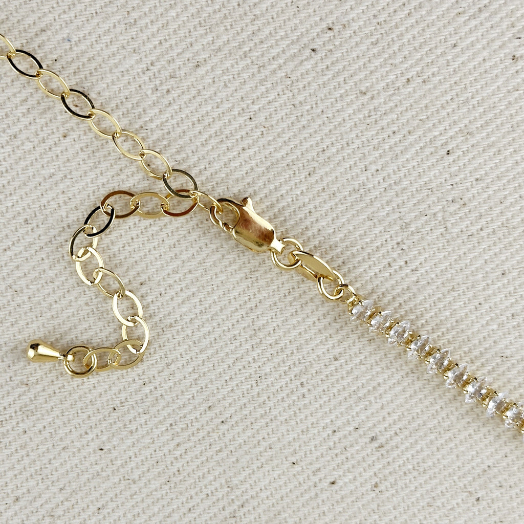 18k Gold Filled 4mm Marquise Tennis Necklace