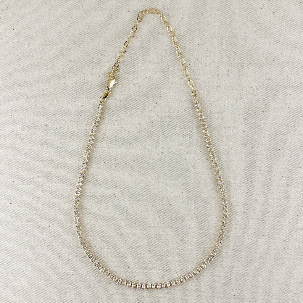 18k Gold Filled 4mm Marquise Tennis Necklace