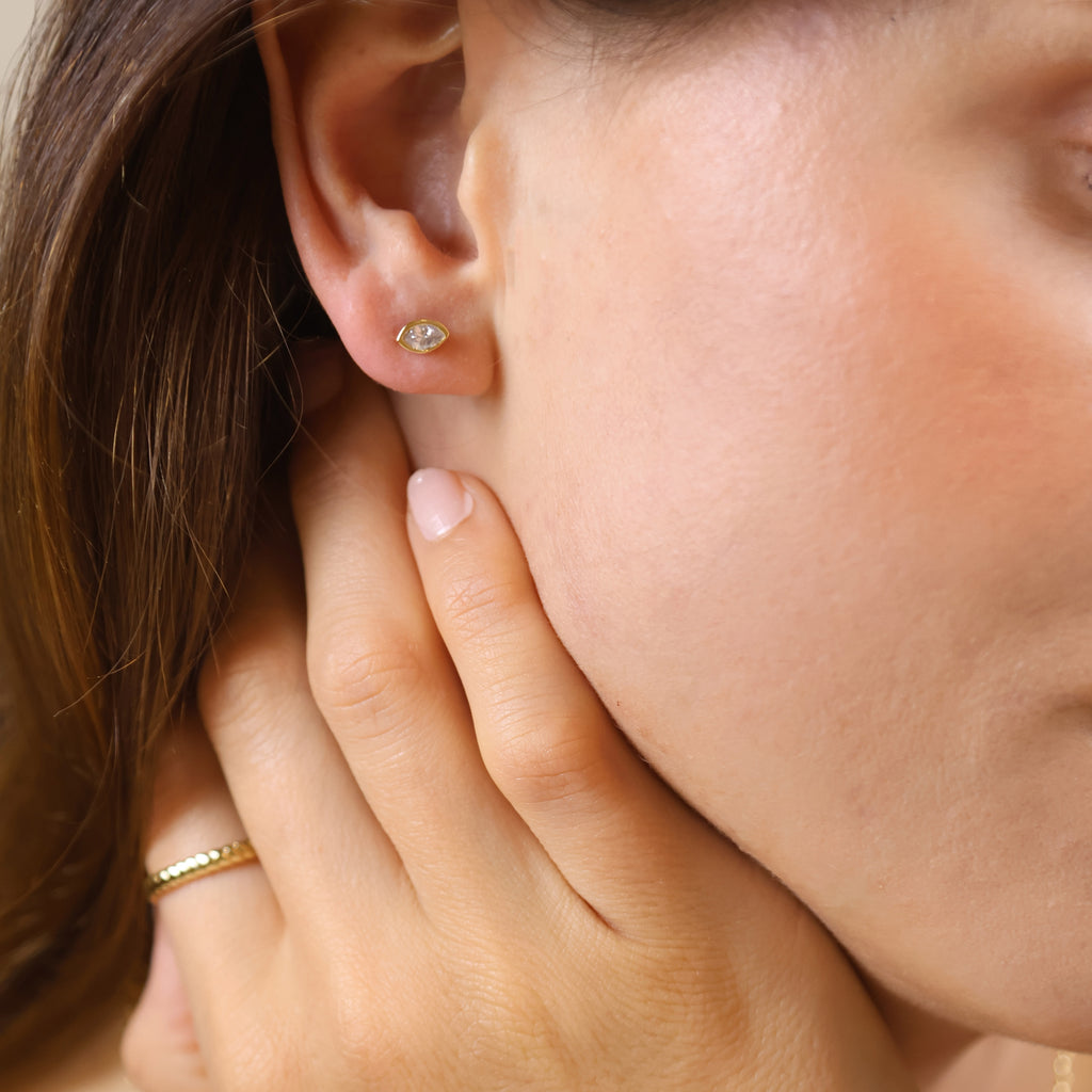 18k Gold Filled Mini CZ Elipse Stud Earrings