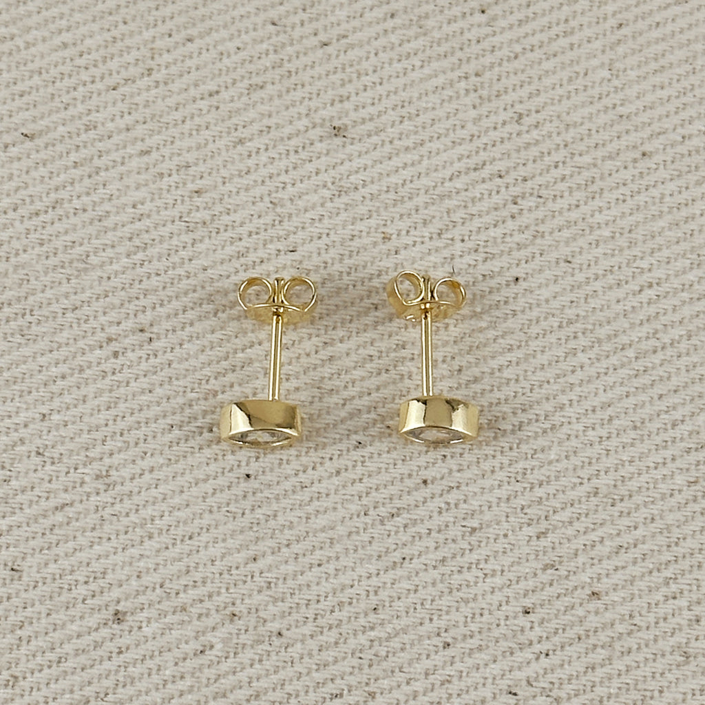18k Gold Filled Mini CZ Elipse Stud Earrings