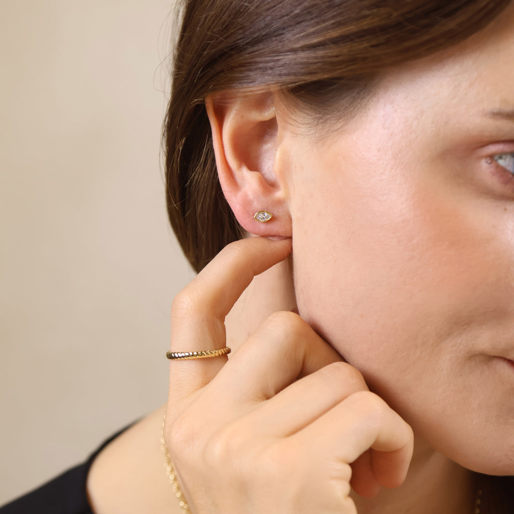 18k Gold Filled Mini CZ Elipse Stud Earrings