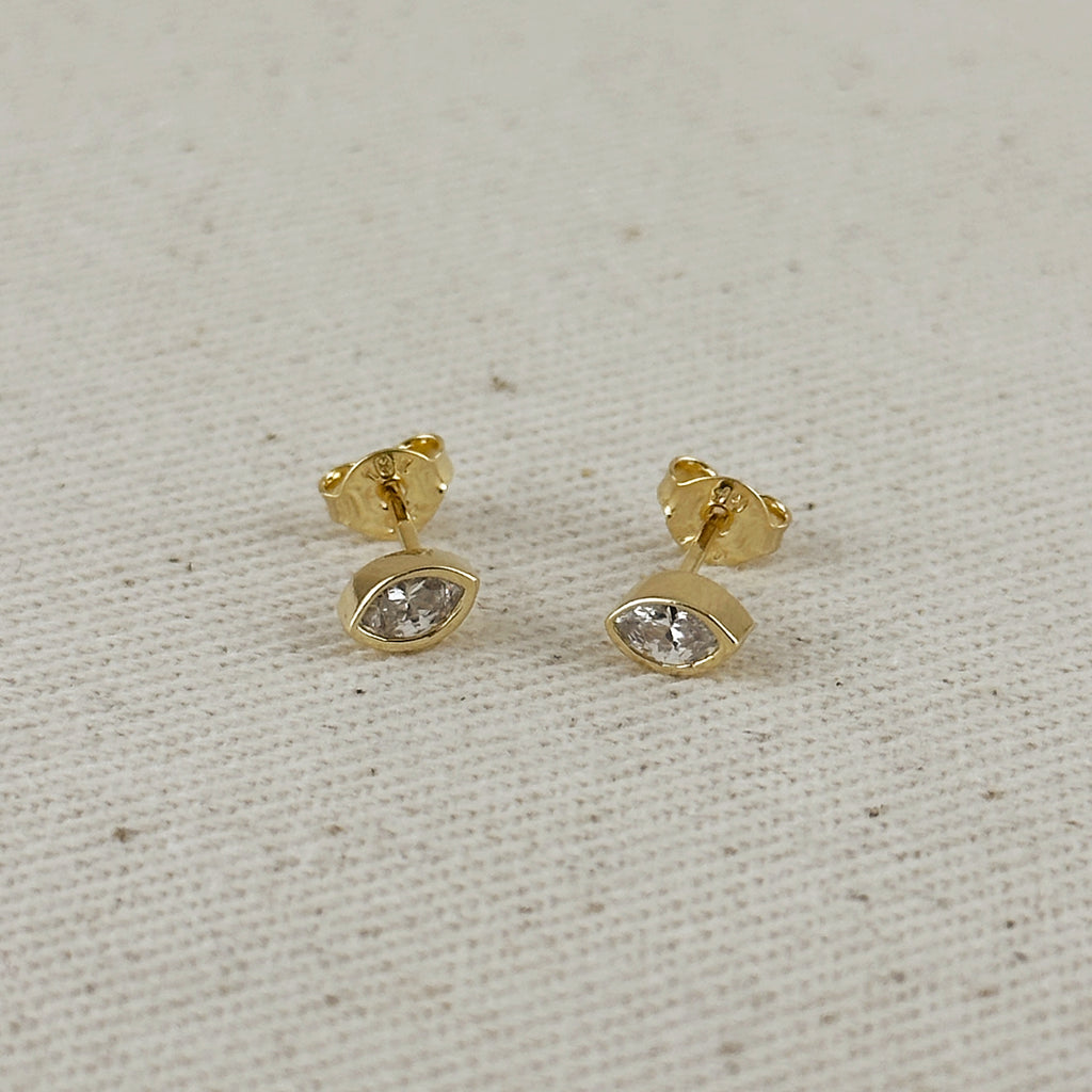 18k Gold Filled Mini CZ Elipse Stud Earrings
