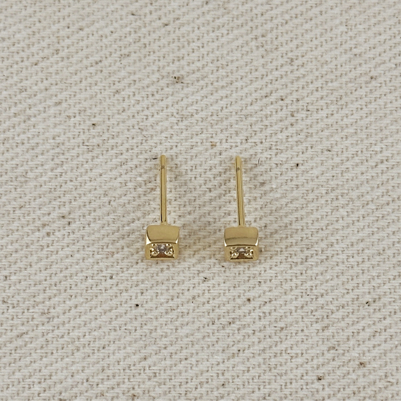 18k Gold Filled Mini CZ Square Stud Earrings