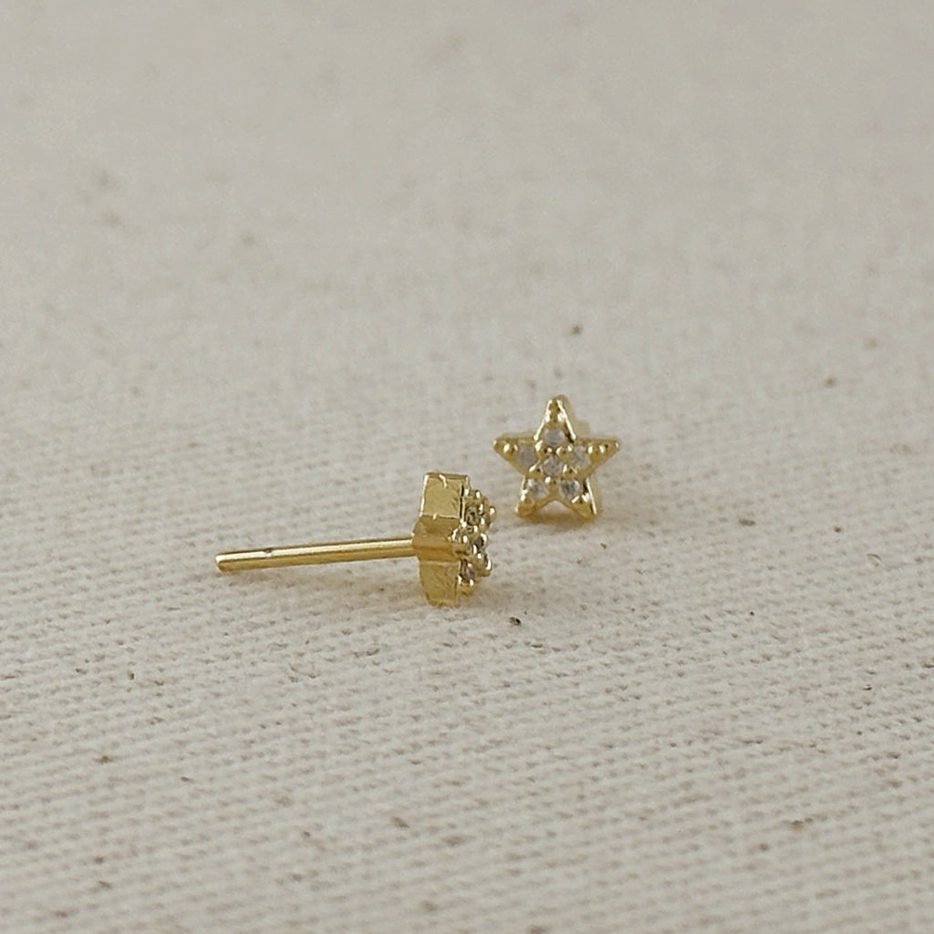 18k Gold Filled Mini CZ Star Stud Earrings
