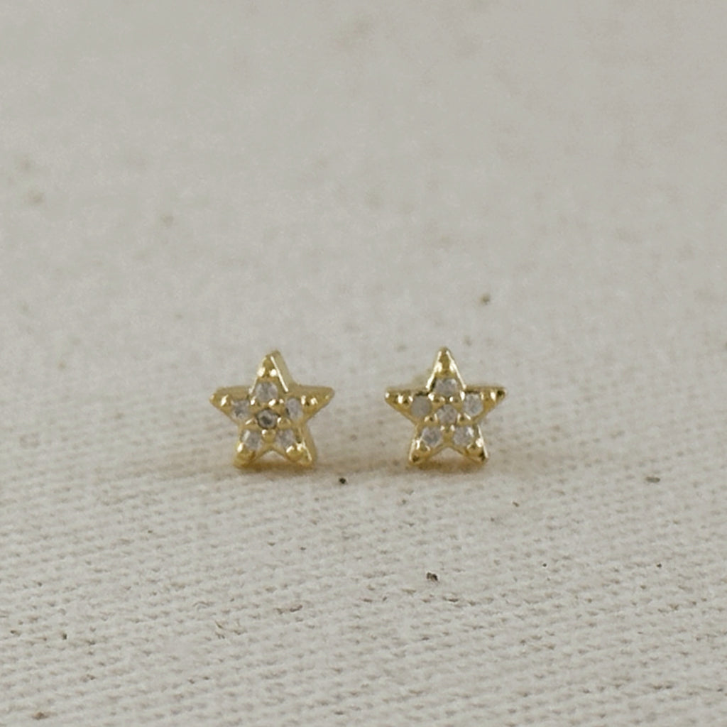 18k Gold Filled Mini CZ Star Stud Earrings