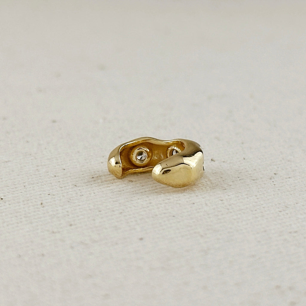 18k Gold Filled CZ Waved Ear Cuff Earrings