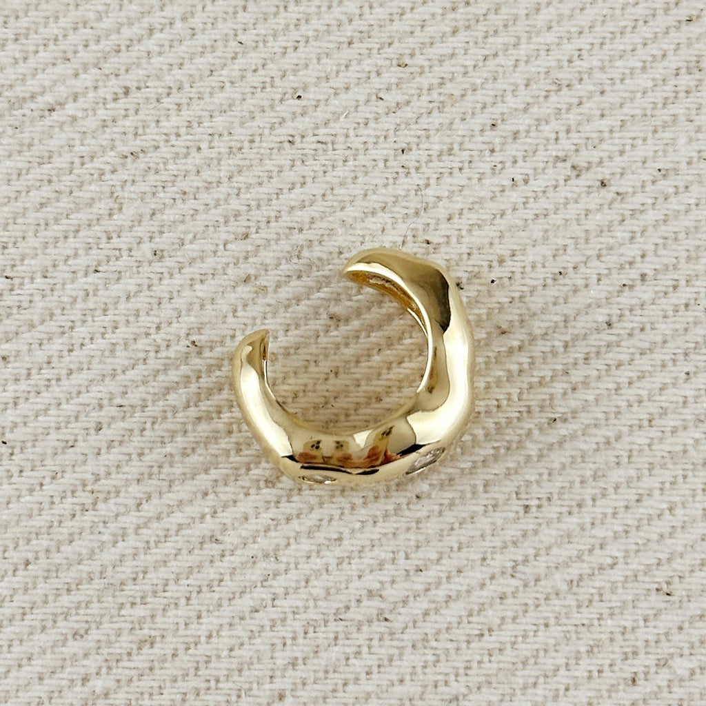 18k Gold Filled CZ Waved Ear Cuff Earrings