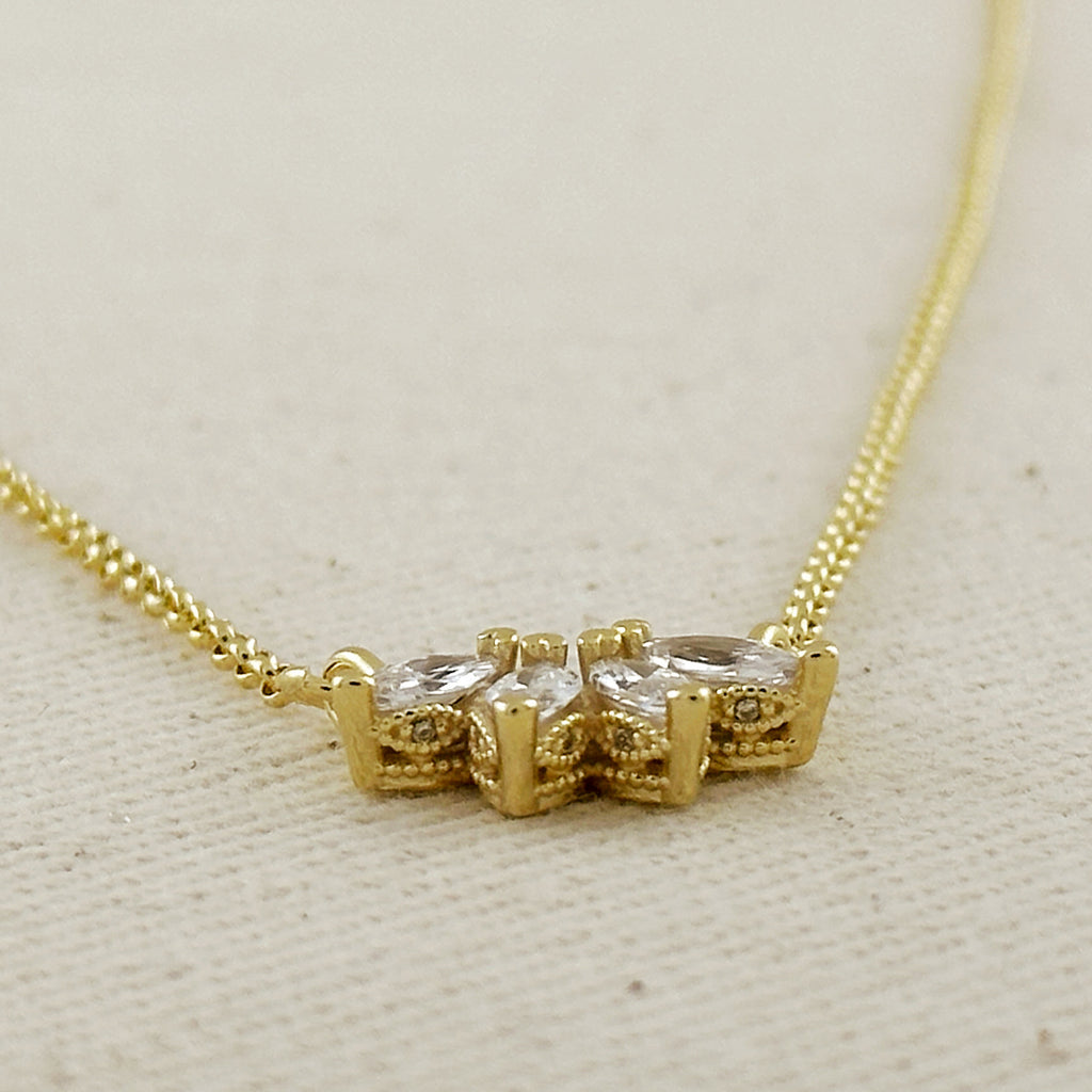 18k Gold Filled CZ Lotus Necklace