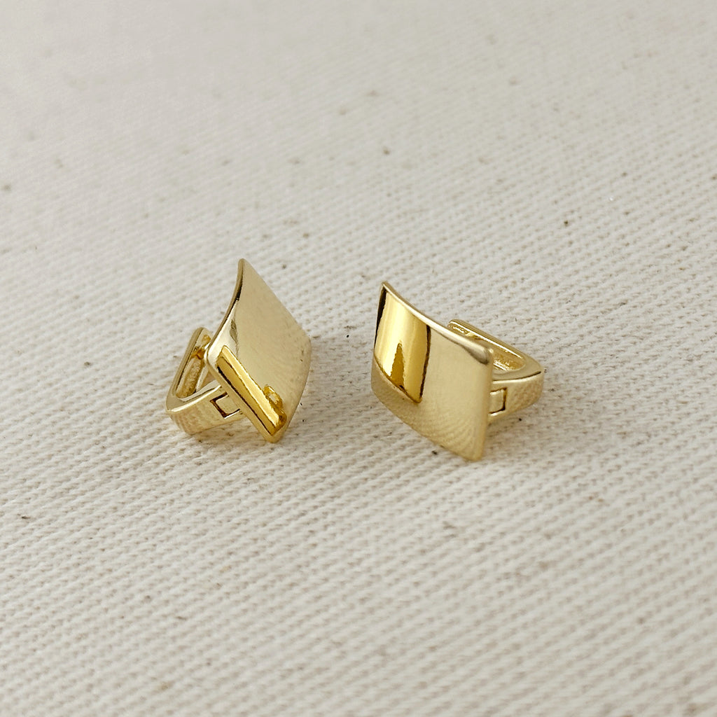 18k Gold Filled Polished Plate Clicker Hoop Earrings