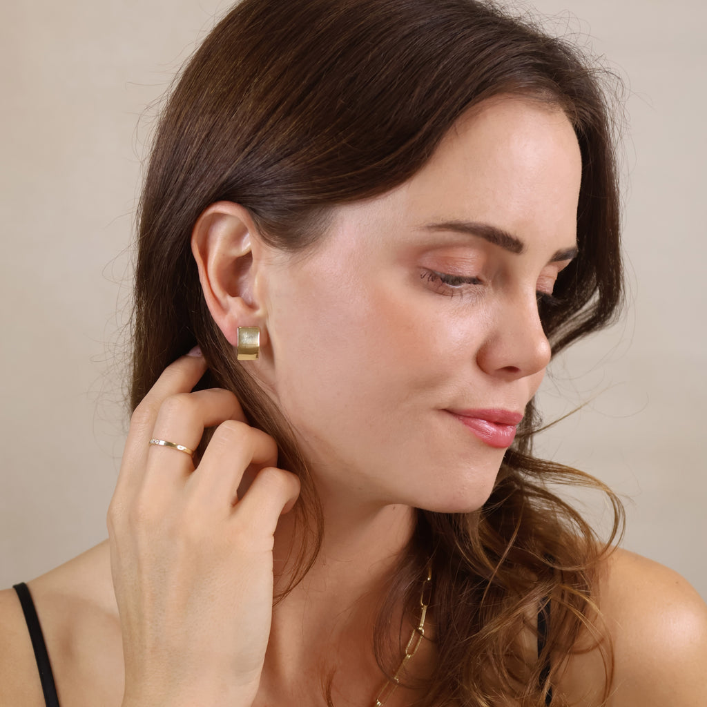 18k Gold Filled Polished Plate Clicker Hoop Earrings