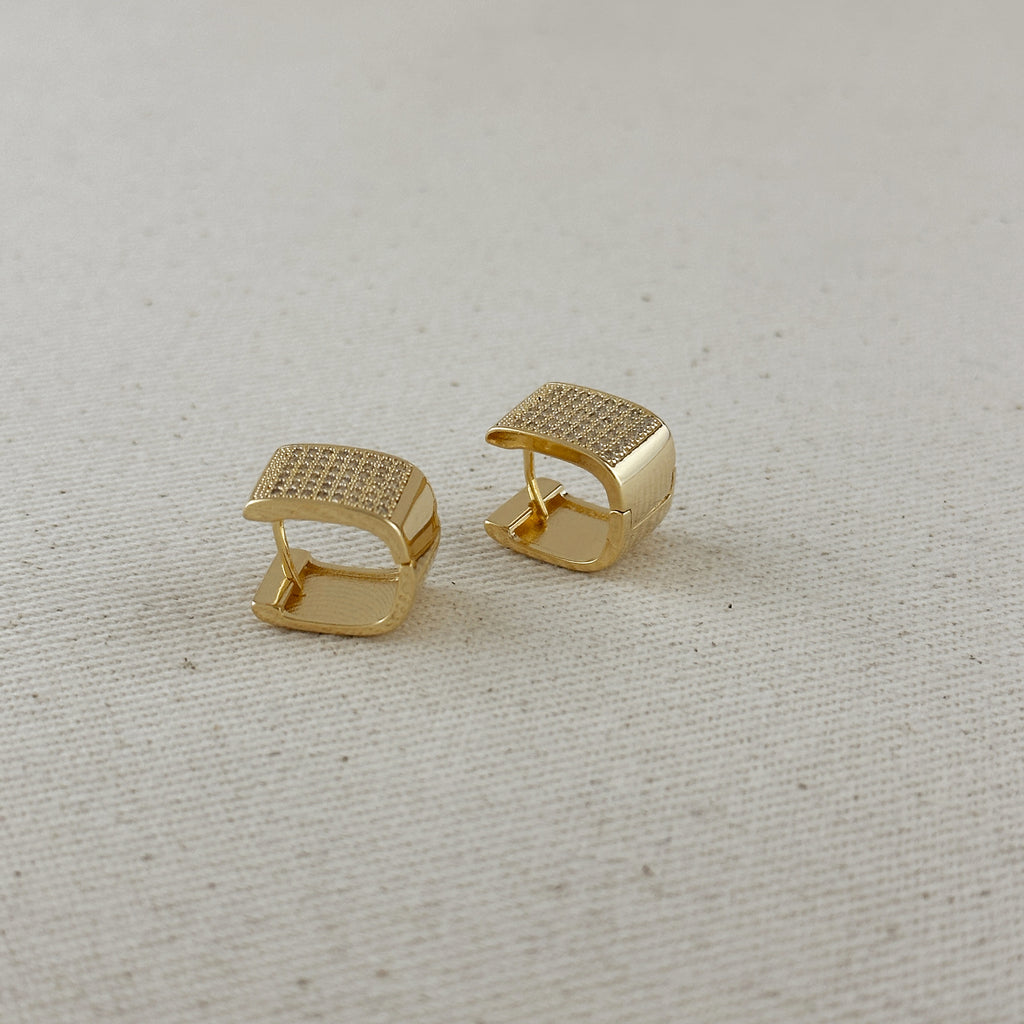 18k Gold Filled Iced Chunky Square Clicker Earrings