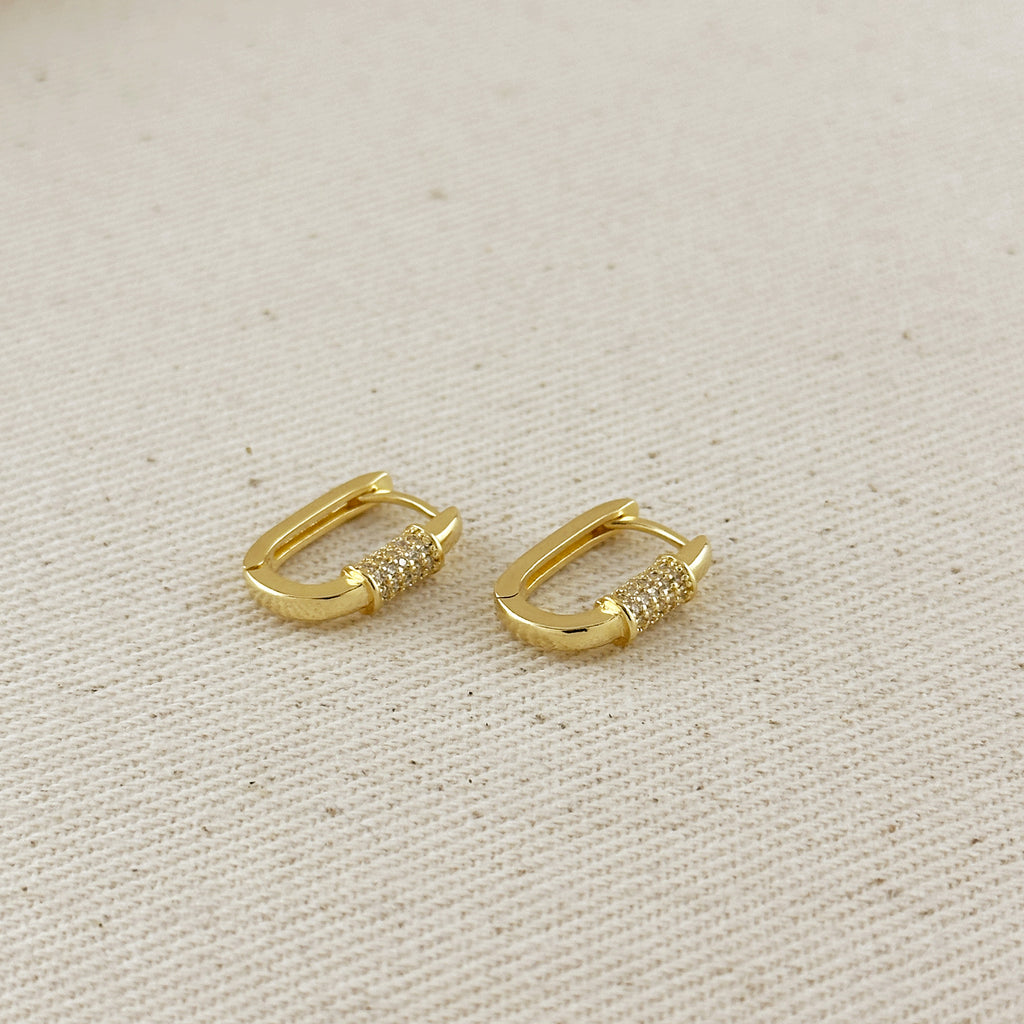 18k Gold Filled CZ Detail Carabiner Hoop Earrings