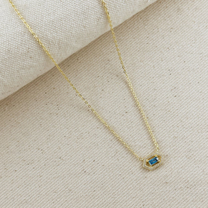 18k Gold Filled Fancy Birthstone Baguette Necklace