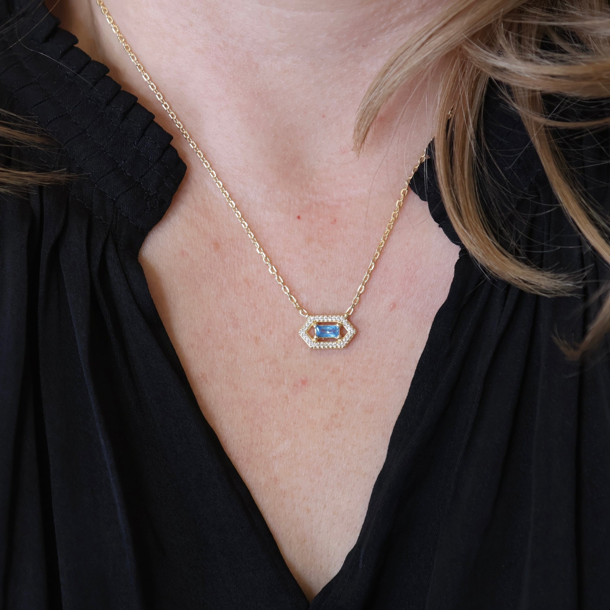 18k Gold Filled Fancy Birthstone Baguette Necklace